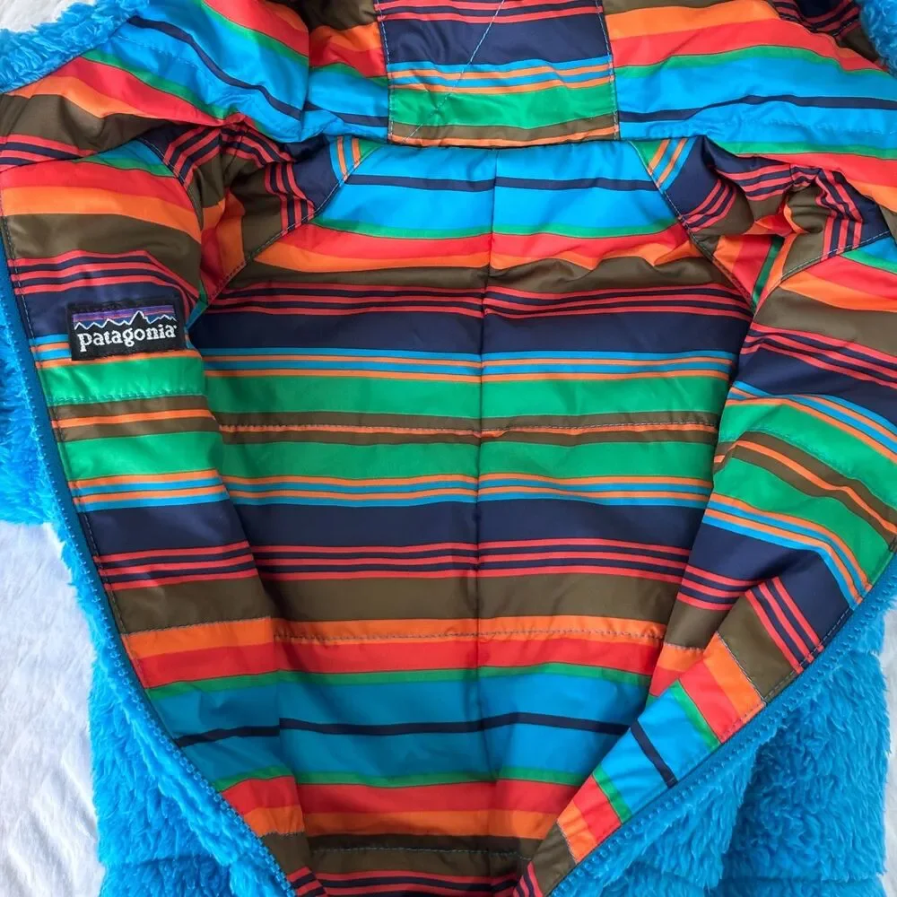 Patagonia Infant 3M Reversible Tribbles Bunting Snowsuit Turquoise Stripe NWT